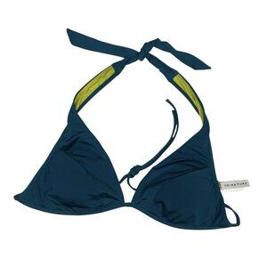 Trina Turk Underwire Triangle Bikini Top Size 6 Teal Blue Spaghetti Strap MB1792